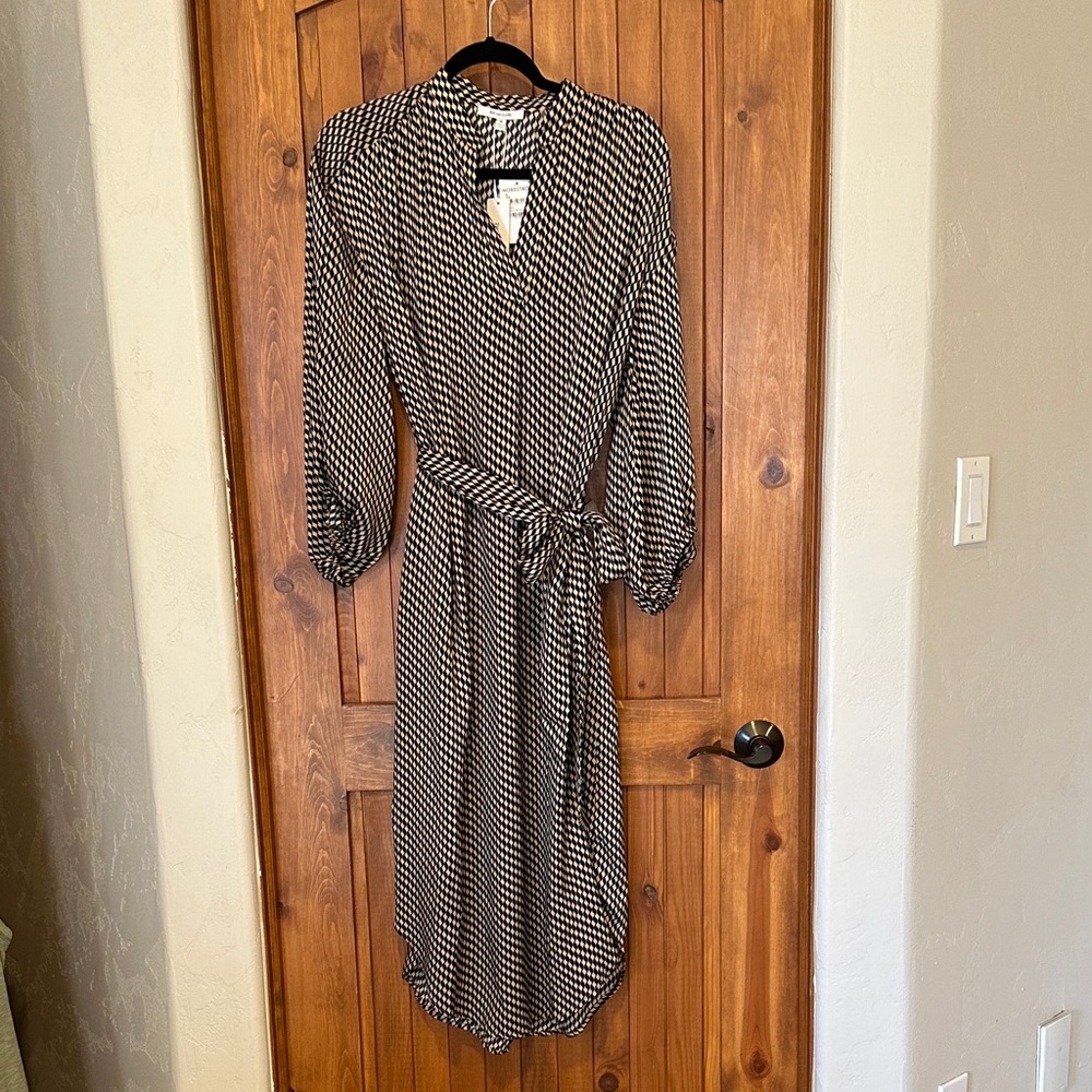 Zoe and Claire Black and Camel Patterned Women's Dress